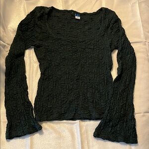 Dark green Textured Women's Top